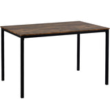 Dining Table Chair And Bench Set 6 Wooden Steel Frame Industrial Style Kitchen Dining Table Set