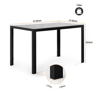 5 Pieces Dining Table Set Kitchen Tempered Glass Dining Table 4 Faux Leather Chairs
