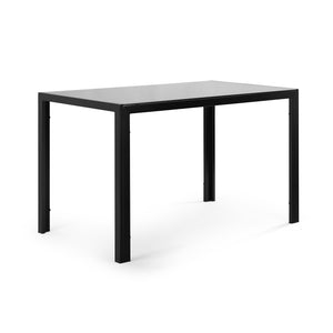 5 Pieces Dining Table Set Kitchen Tempered Glass Dining Table 4 Faux Leather Chairs