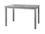 Grey Finish 5 Piece Dining Room Set Dining Table 4x Chairs Beige Fabric Chairs