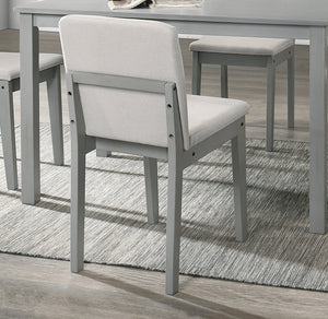 Grey Finish 5 Piece Dining Room Set Dining Table 4x Chairs Beige Fabric Chairs