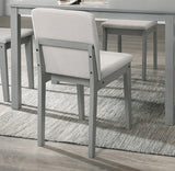 Grey Finish 5 Piece Dining Room Set Dining Table 4x Chairs Beige Fabric Chairs