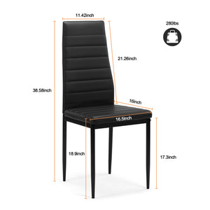 5 Pieces Dining Table Set Kitchen Tempered Glass Dining Table 4 Faux Leather Chairs