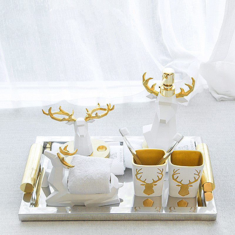Modern light luxury soft outfit with Nordic practical bathroom furnishings