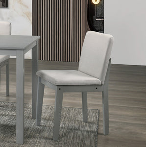 Grey Finish 5 Piece Dining Room Set Dining Table 4x Chairs Beige Fabric Chairs