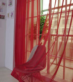 Solid Color Glass Mesh Curtains Transparent Color Ready-made Curtain Punch-free